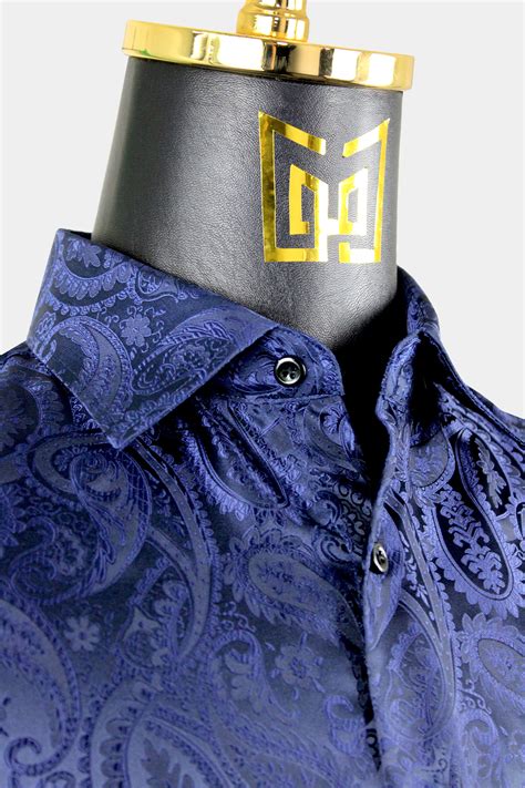 Men S Navy Blue Paisley Shirt Gentleman S Guru