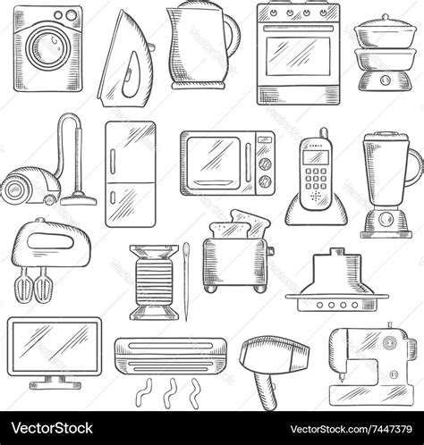 Home And Kitchen Appliance Icons Set Royalty Free Vector