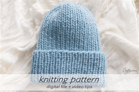 Knitting Pattern Classic Rib Hat Winter Beanie Knit Etsy