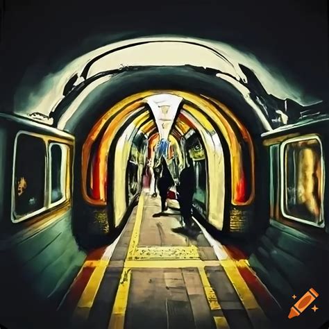 Artistic Depiction Of People On London Metro On Craiyon