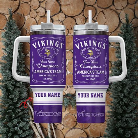 Minnesota Vikings NFL Custom Stanley Quencher 40oz Stainless Steel