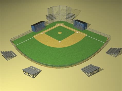 3d Little Baseball Field Bases Model