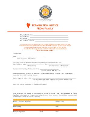 Fillable Online Termination Notice Bungalowbranch Fax Email Print