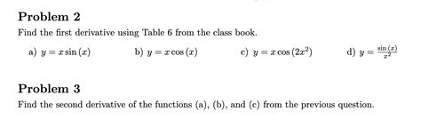 Solved Problem 2 Find The First Derivative Using Table 6