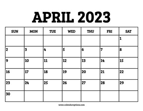 April 2023 Calendar Printable – Calendar Options