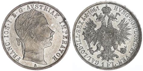 Österreich Ungarn 1 Florin 1861 Gulden Franz Joseph Haus Habsburg vz st