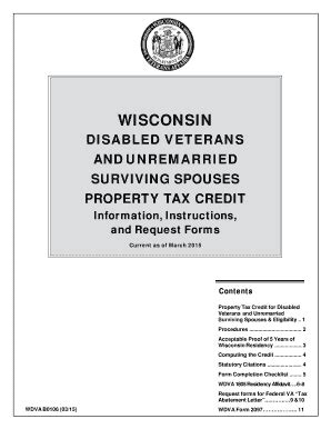 Fillable Online Dva State Wi Wdva B Wi Veterans Property Tax Credit