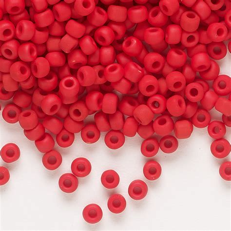 Seed Bead Dyna Mites Glass Opaque Matte Red Round Sold Per