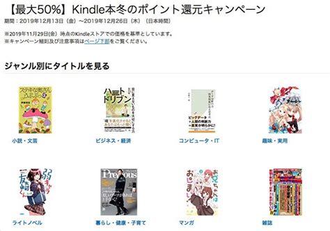 【本日終了】kindleストアで2万冊以上が最大50還元の冬のポイント還元キャンペーンは間もなく終了 ソフトアンテナ