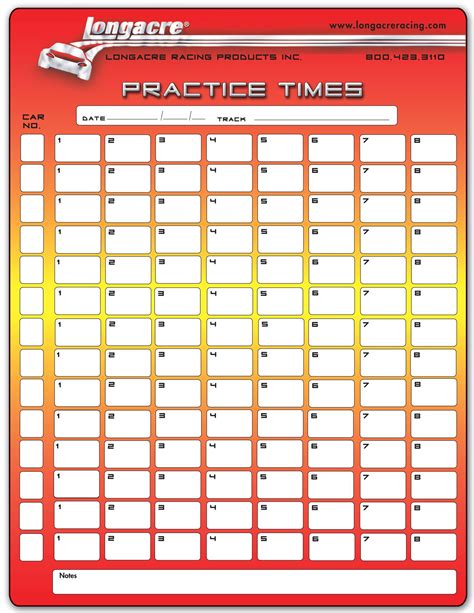 Longacre Lap Timing Sheets For Race Circuit Motorsport 22525 Ebay