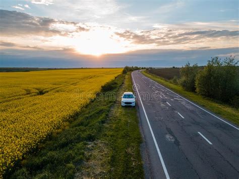 Car Parked At Roadside Of Speedway Stock Image Image Of Journey