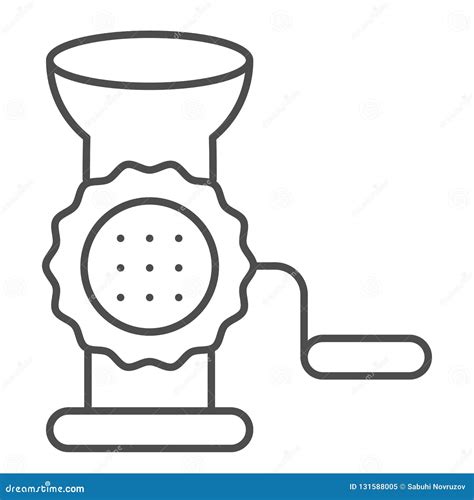 Meat Grinder Thin Line Icon Hand Grinder Vector Illustration Isolated