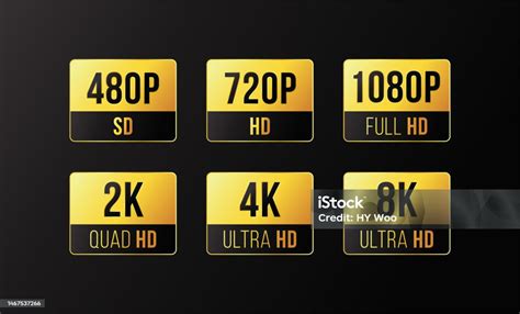 Vetores De 480p Sd 720p Hd 1080p Fhd 2k Quad Hd 4k Ultra Hd 8k Ultra Hd