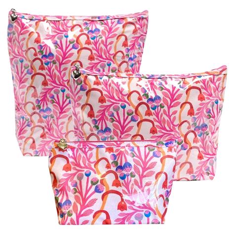 Waterproof Pink Floral Cosmetic Bags James Ascher