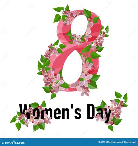 8 March Greeting Card Template For International Women S Day Stock