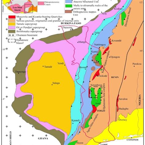 Simplified Geologic Map Showing The Main Structural Domains Of The