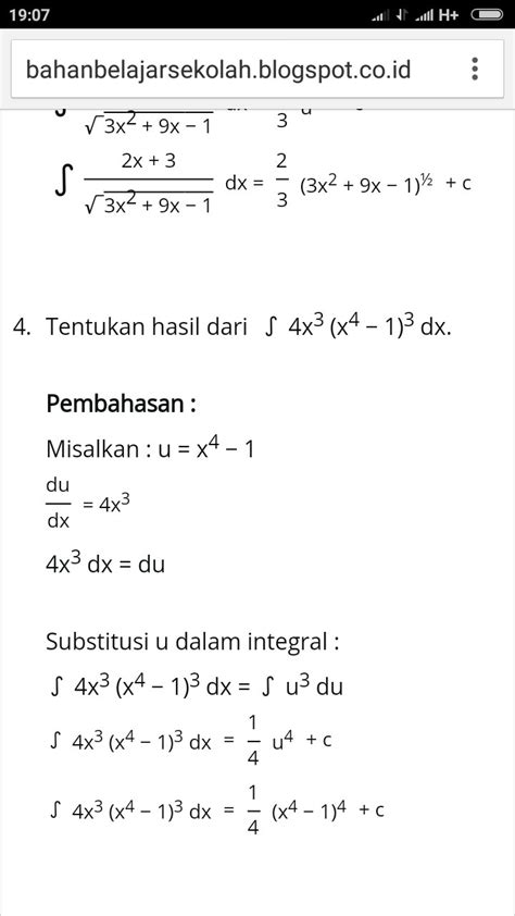 Contoh Soal Integral Dengan Cara Substitusi