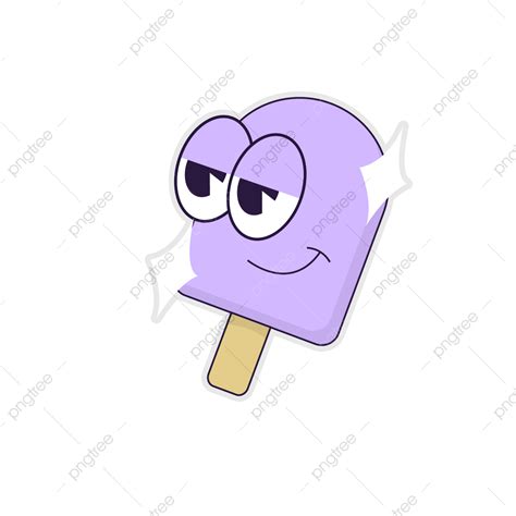 Gambar Ilustrasi Es Krim Tongkat Wajah Lucu Es Krim Retro Stiker Png