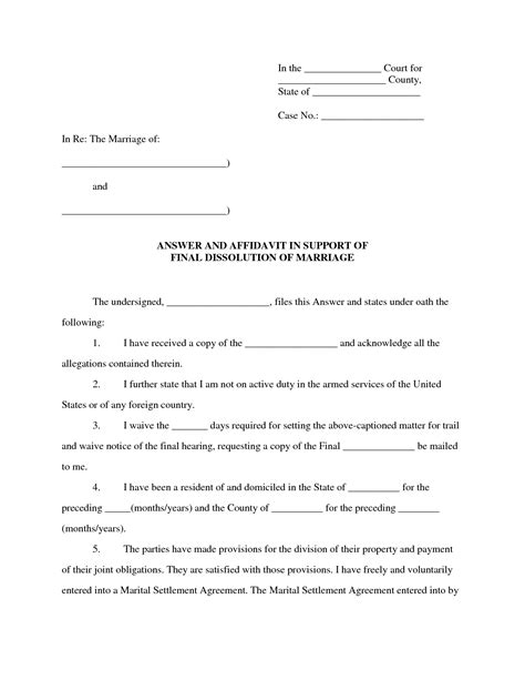 Marriage Affidavit Template Free Printable Documents