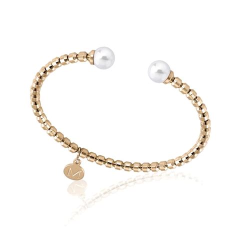 Pulsera Majorica Mujer Acero Ba O Oro Y Perlas Mm B