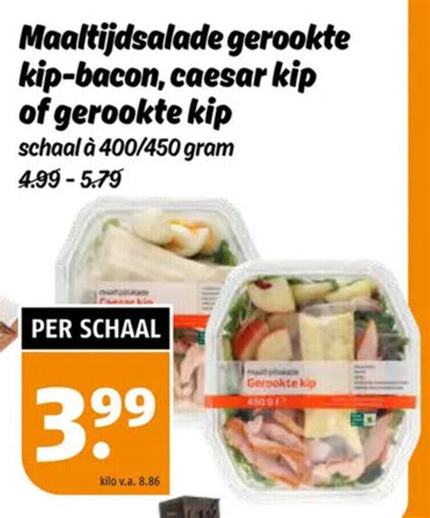 Maaltijdsalade gerookte kip bacon caesar kip of gerookte kip schaal à