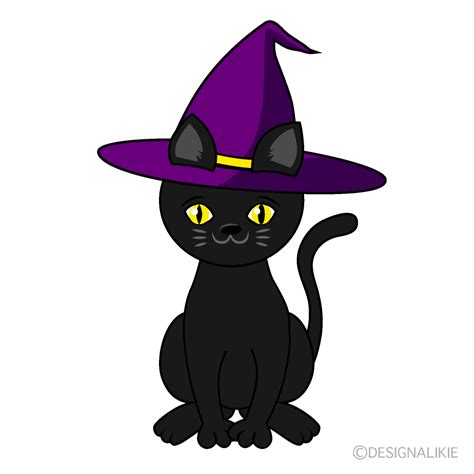 ハロウィンハットの黒猫イラストのフリー素材｜イラストイメージ