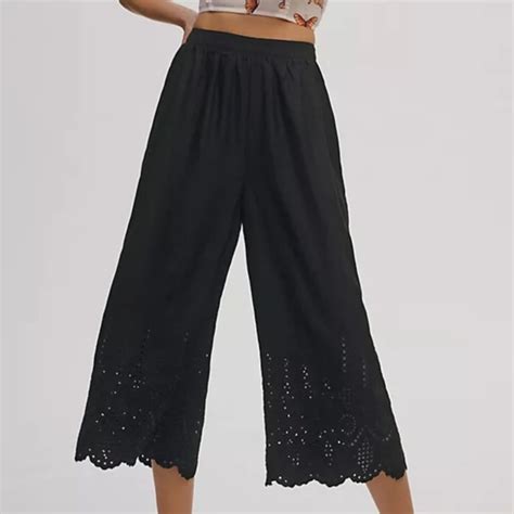 Anthropologie Pants And Jumpsuits Black Wide Leg Cropped Pants Nwt Poshmark