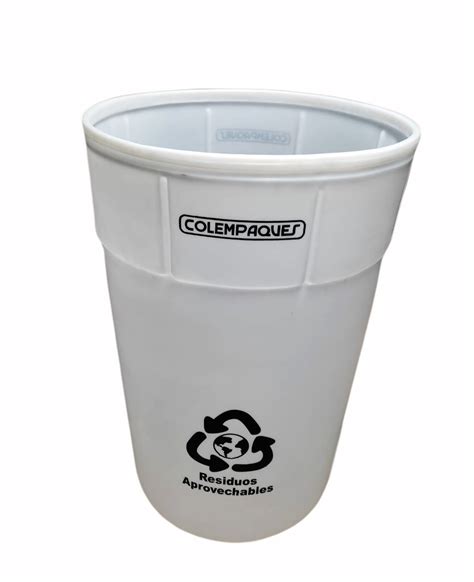 Caneca plástica de 208 litros con tapa plana plástico resistente