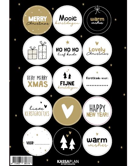 Stickervel Kerst Zwart Wit Goud Stickers Feestdeco