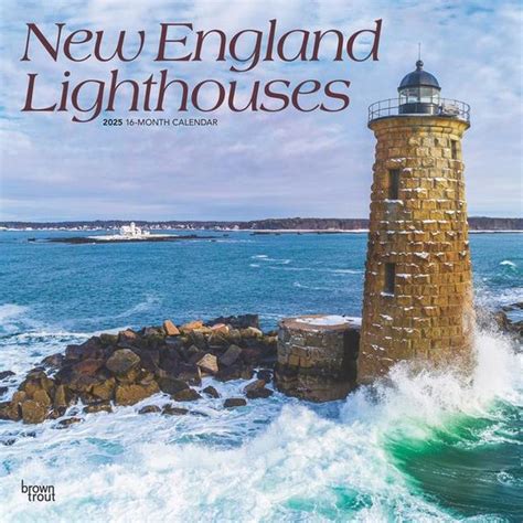 Browntrout New England Lighthouses 2025 12 X 24 Inch Monthly Square