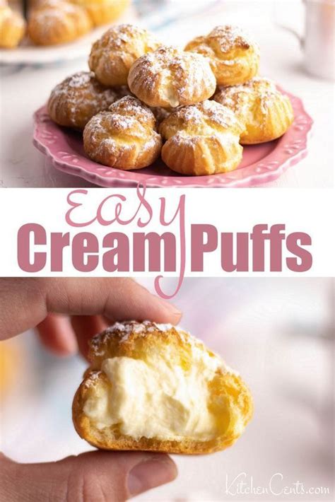 An Easy Cream Puffs Recipe On A Pink Plate