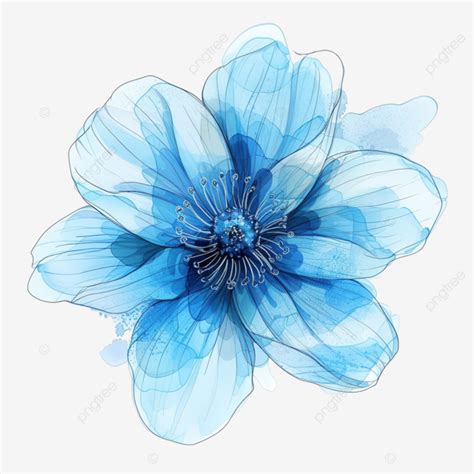 Blue Pastel Flower Doodle Flower Doodle Floral Png Transparent Image