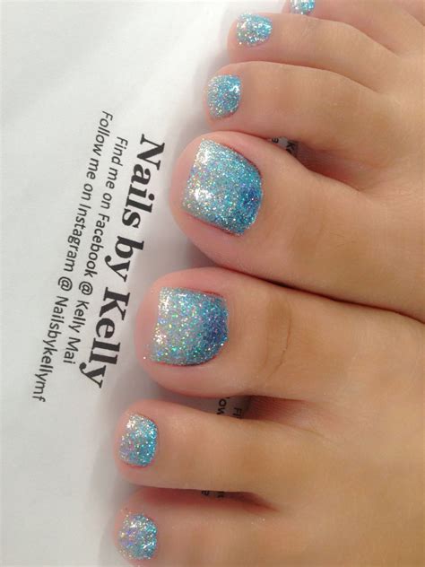 Glitter Toe Nails Blue Toe Nails Beach Toe Nails