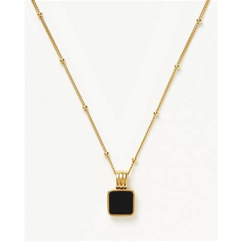 Custom Made Square Black Onyx Necklace In K Gold Plated Vermeil