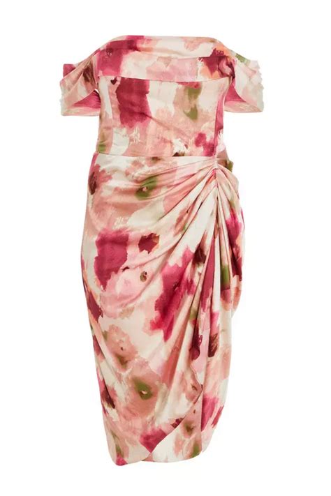 Curve Pink Marble Print Midi Dress Quiz Clothing