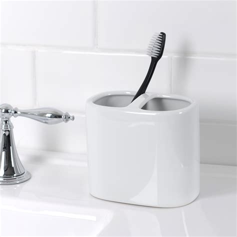 Mainstays Basic Ceramic Toothbrush Holder White - Walmart.com