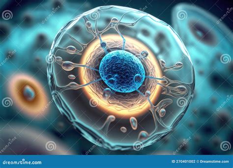 D Rendering Of Human Cell Or Embryonic Stem Cell Ai Generation Stock