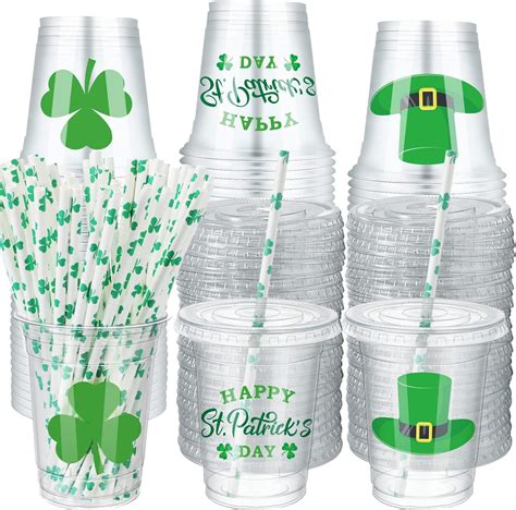 Amazon Patelai Pcs St Patrick S Day Shamrock Cups With Lids