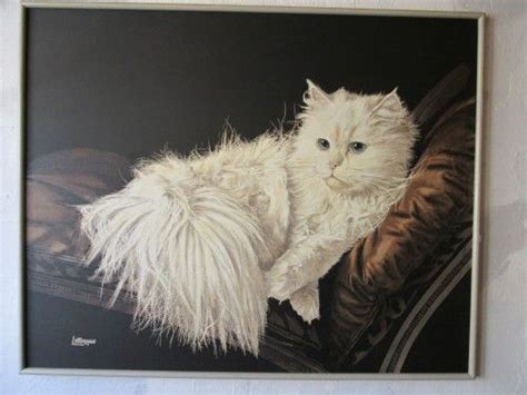 White Persian Cat Painting Pets Lovers