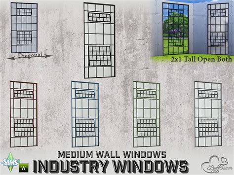 The Sims Resource Industry Windows Medium Wall 2x1 Tall Open Both