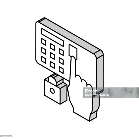 암호 입력 안전 장치 아이소 메트릭 아이콘 벡터 일러스트 레이 션 경호에 대한 스톡 벡터 아트 및 기타 이미지 경호 도둑