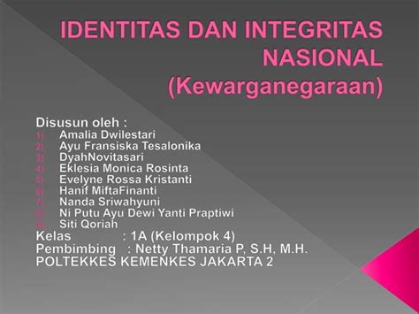 Identitas Dan Integritas Nasional Kewarganegaraan Ppt