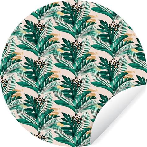 WallCircle Muurstickers Behangcirkel Tropical Blauw Bladeren