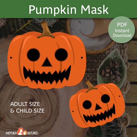 Pumpkin Mask Printable Pumpkin Mask Halloween Pumpkin Mask Scary ...