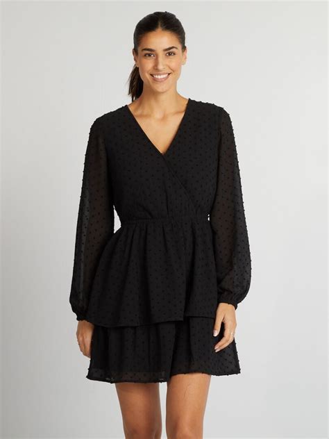 Robe Courte En Plumetis Noir Kiabi