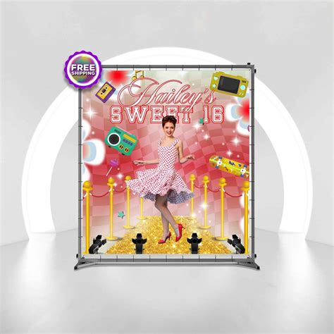 Custom Sweet 16 Birthday Backdrop Custom Birthday Banner Step And