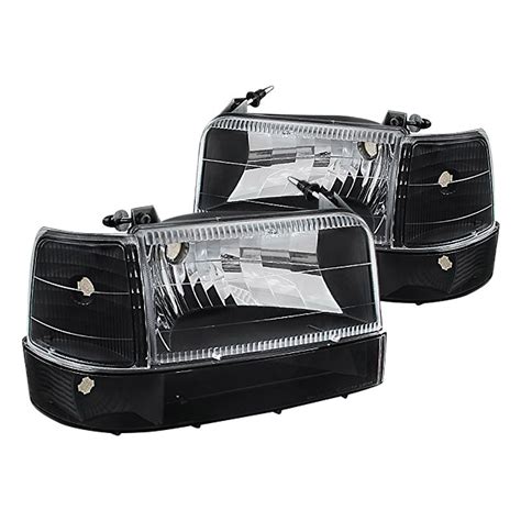 Spec D® Ford F 150 1995 Black Euro Headlights With Bumper And Corner