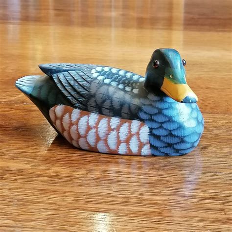 Vintage Wooden Painted Duck Etsy