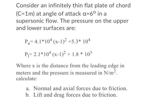 Solved Consider An Infinitely Thin Flat Plate Of Chord Chegg