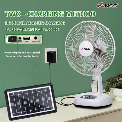 Nss Solar Electric Fan Rechargeable With Bulbs Direct V Solar